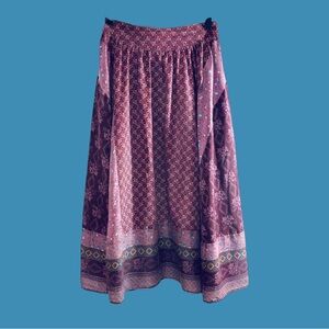 Vintage Claude Boho Floral Patchwork Print Skirt Purple Blue Est. Size XS